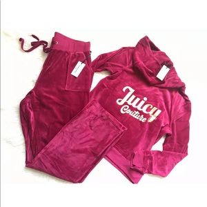 New Juicy Couture Tracksuit Red Velour  2pc Set